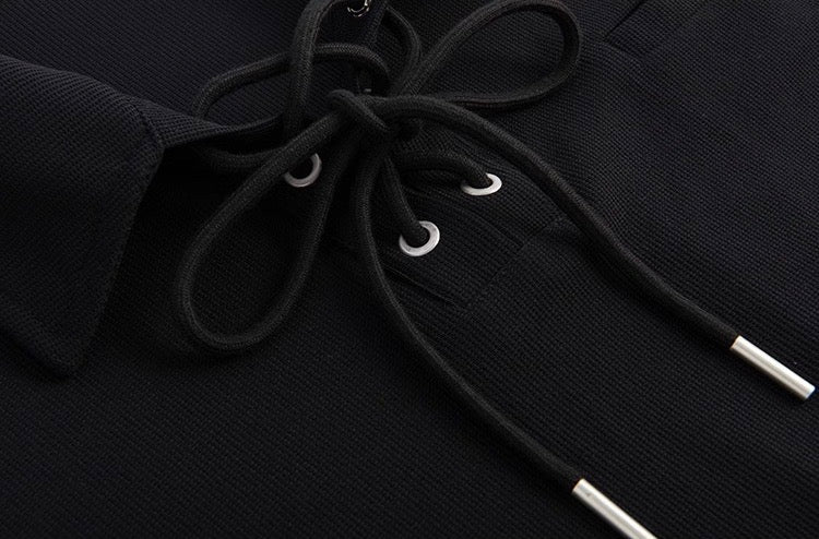 nu32 Lace-up POLO collar short sleeved T-shirt