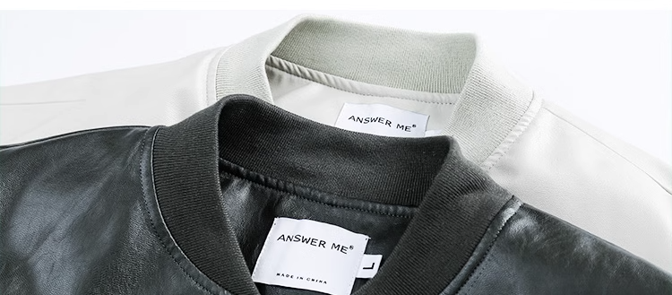 nu26 Baseball collar leather biker jacket