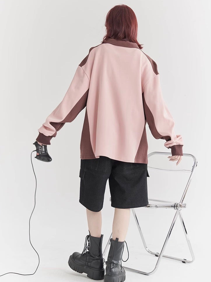 nu27 Half zip polo long-sleeved shirt