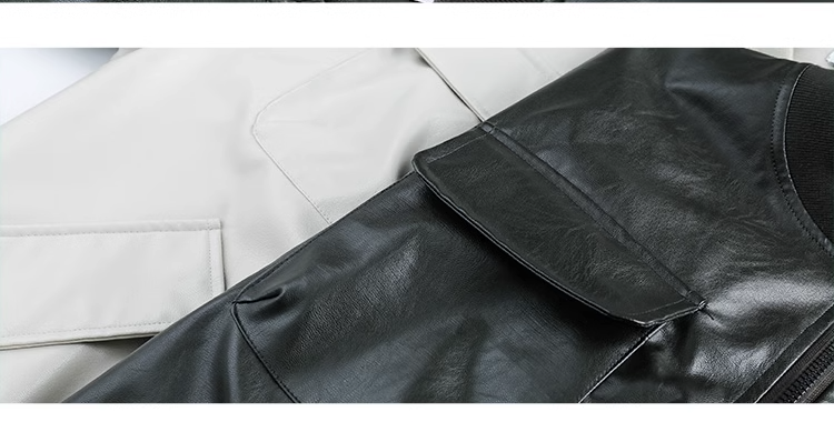 nu26 Baseball collar leather biker jacket