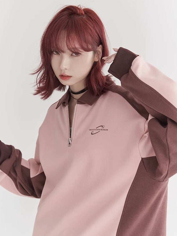 nu27 Half zip polo long-sleeved shirt