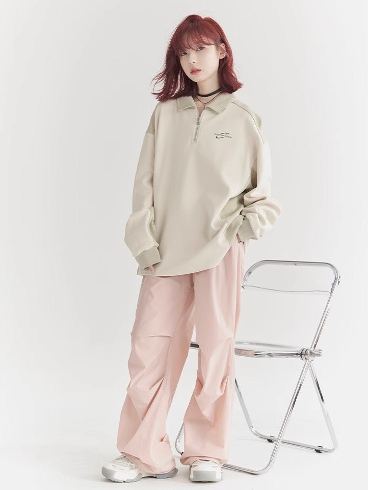 nu27 Half zip polo long-sleeved shirt