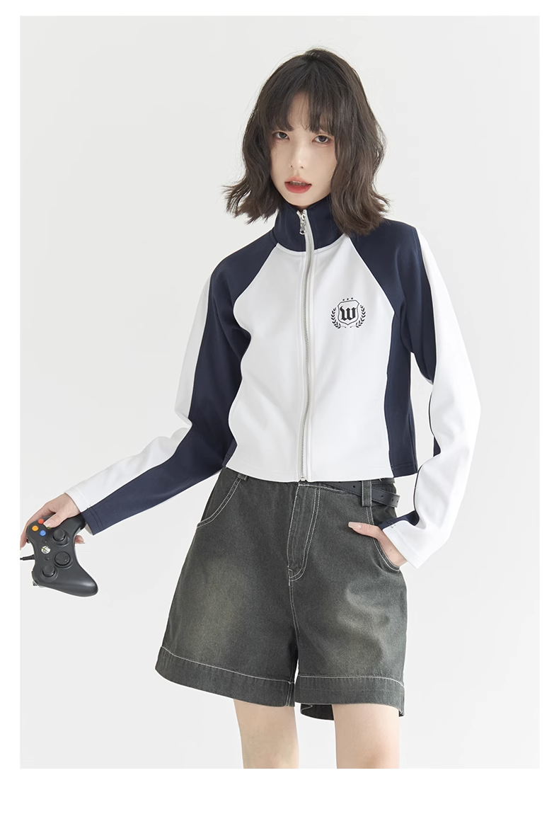 nu25 Stand collar logo embrem track suit