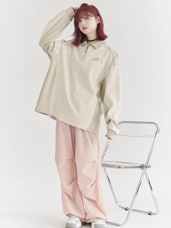 nu27 Half zip polo long-sleeved shirt