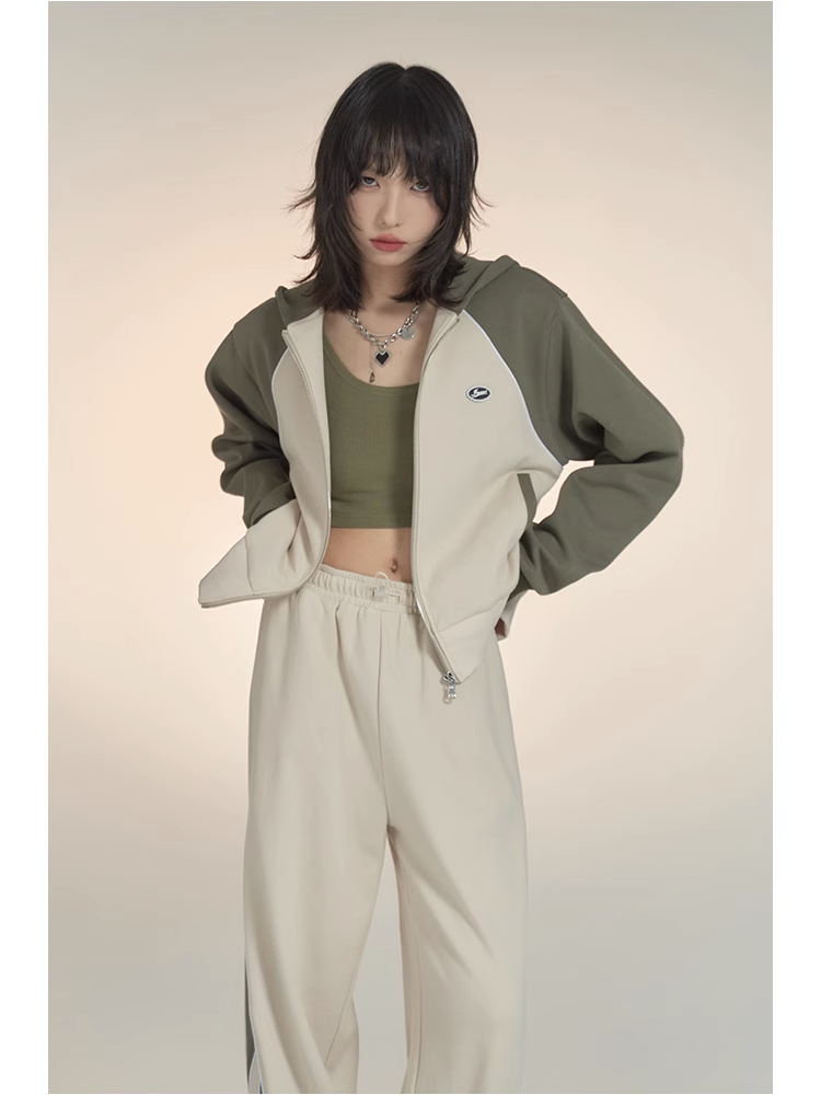 nu33 Contrast color sports hoodie
