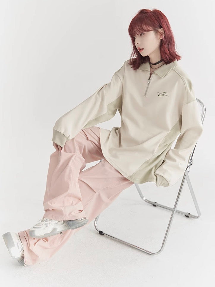 nu27 Half zip polo long-sleeved shirt