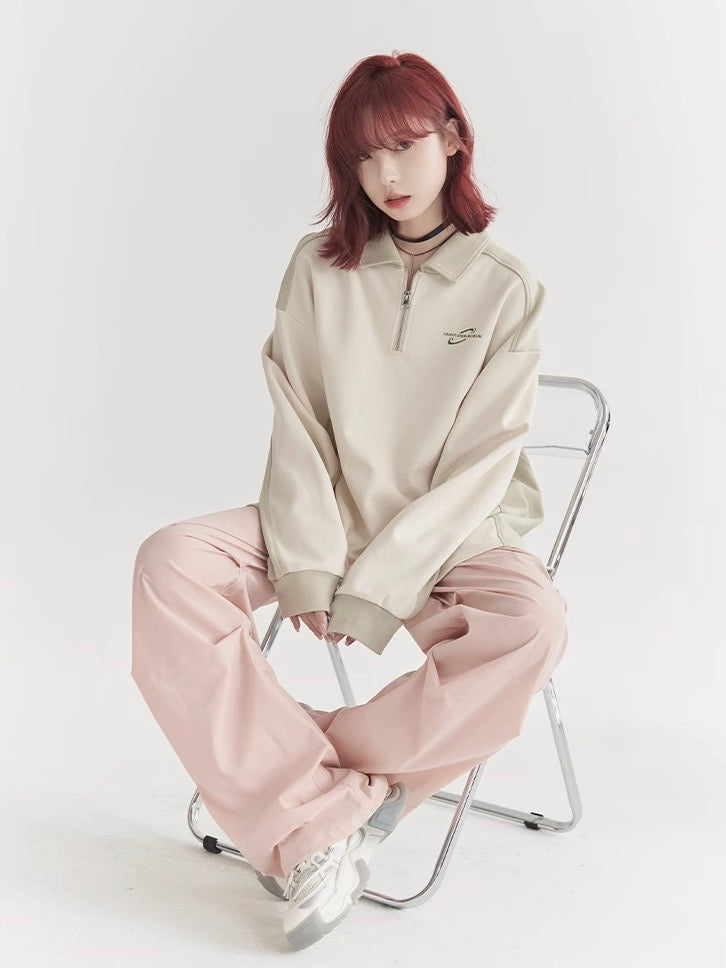 nu27 Half zip polo long-sleeved shirt