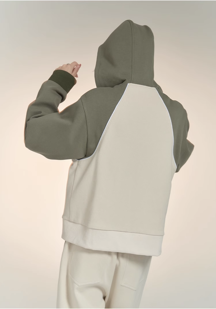 nu33 Contrast color sports hoodie