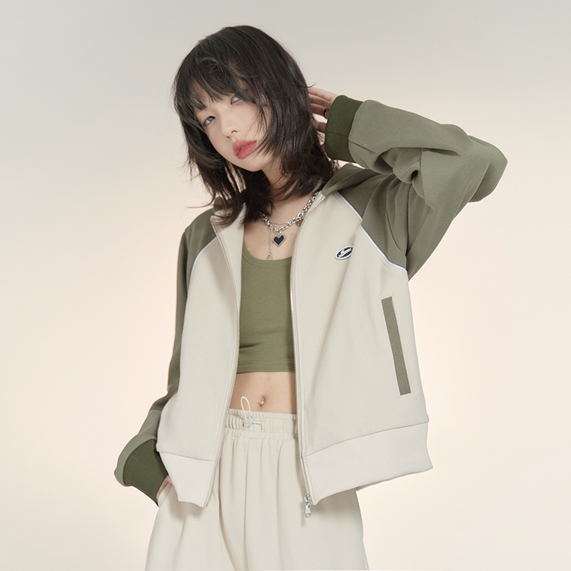 nu33 Contrast color sports hoodie