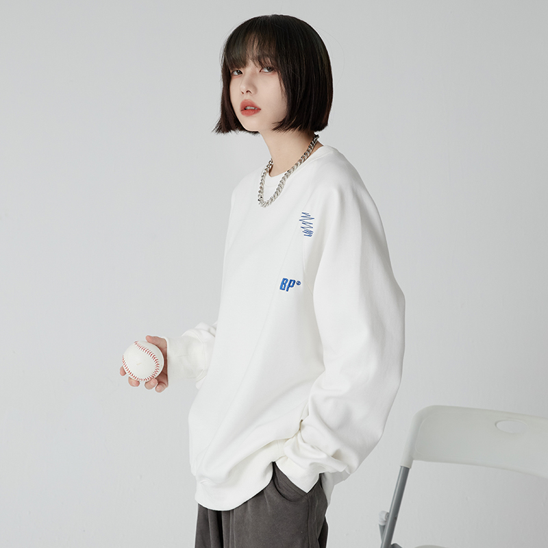nu38 Solid color round neck sweatshirt