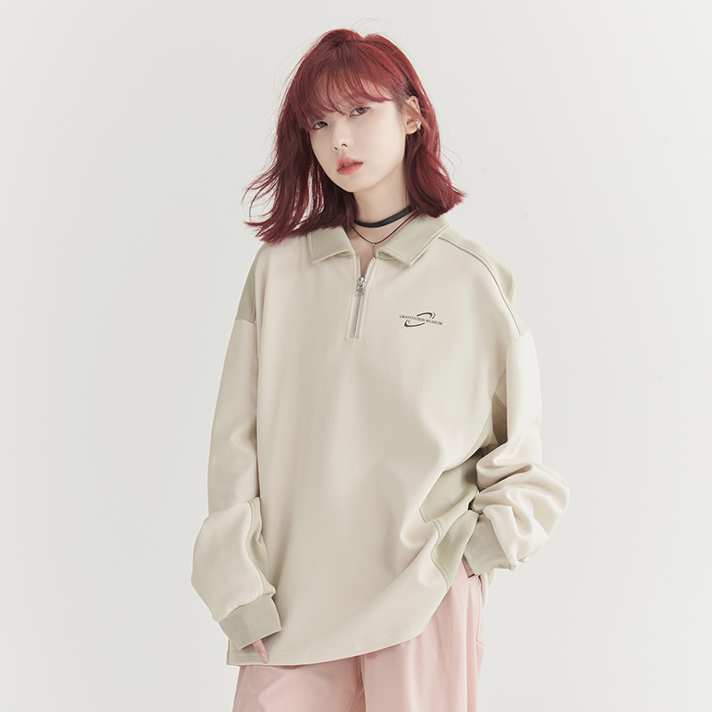 nu27 Half zip polo long-sleeved shirt