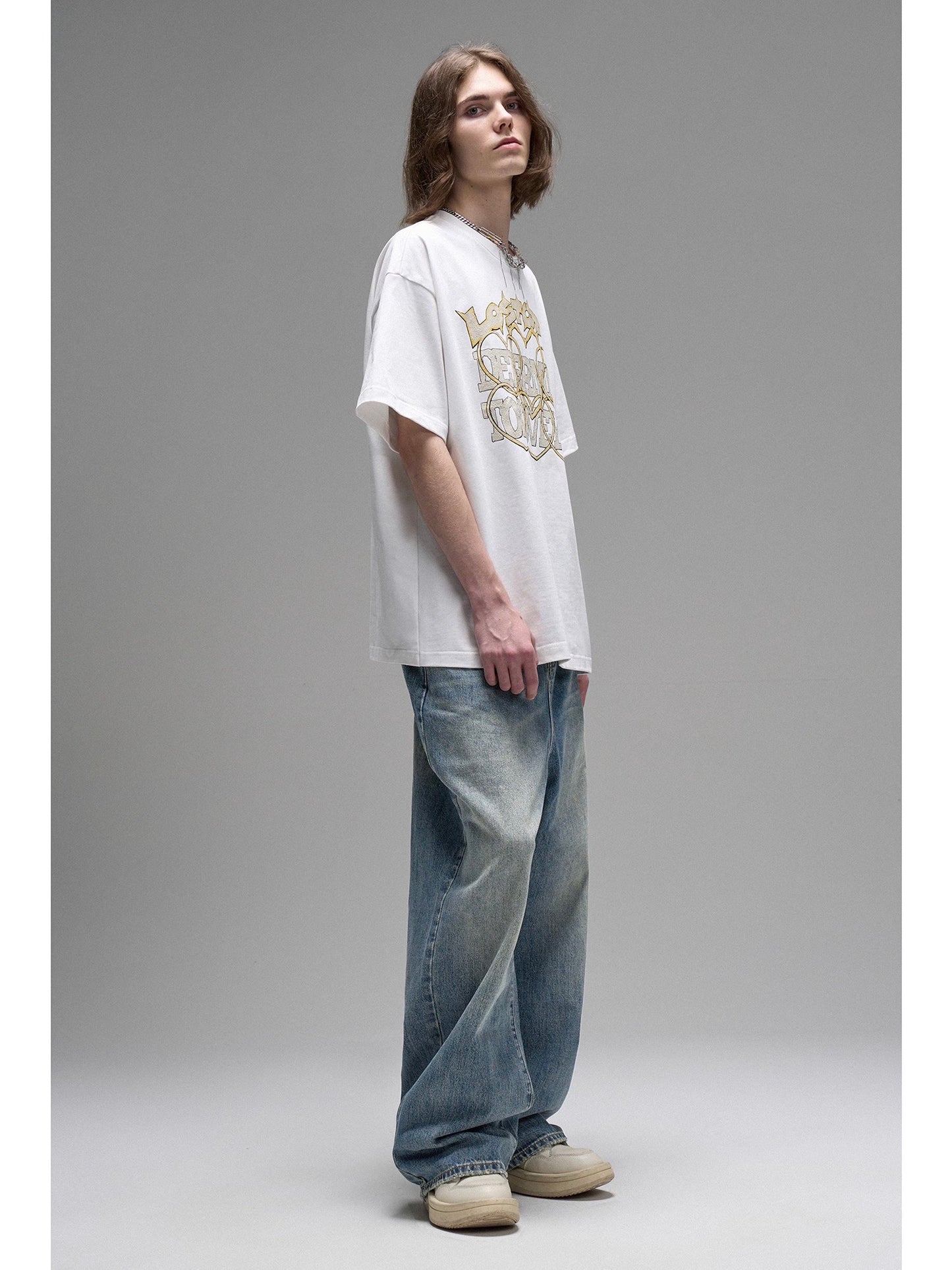 nu14 Washed damaged wide jeans