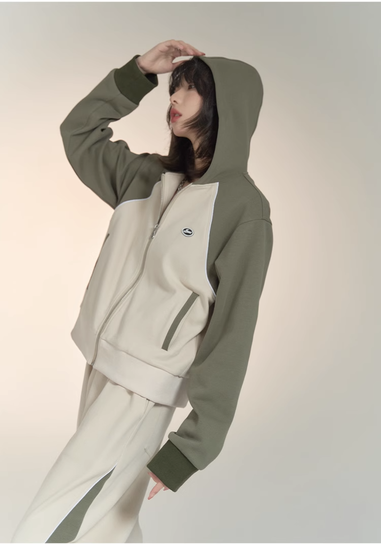 nu33 Contrast color sports hoodie