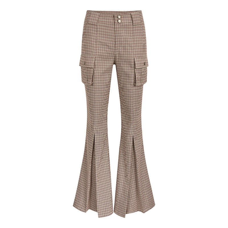 nu209 "Rock Myrrh" low-rise multi-pocket flared pants