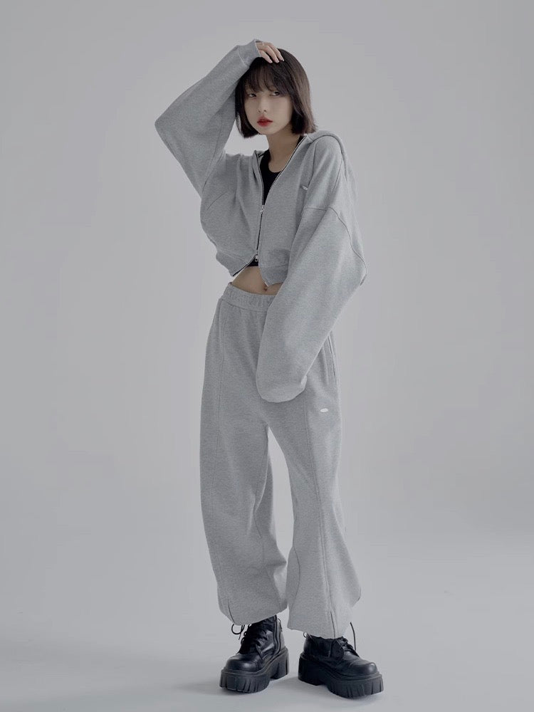nu46 Simple design cropped hoodie