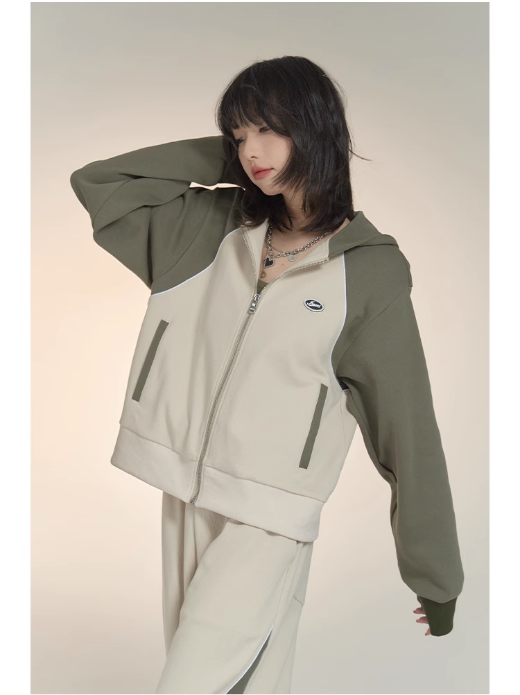 nu33 Contrast color sports hoodie