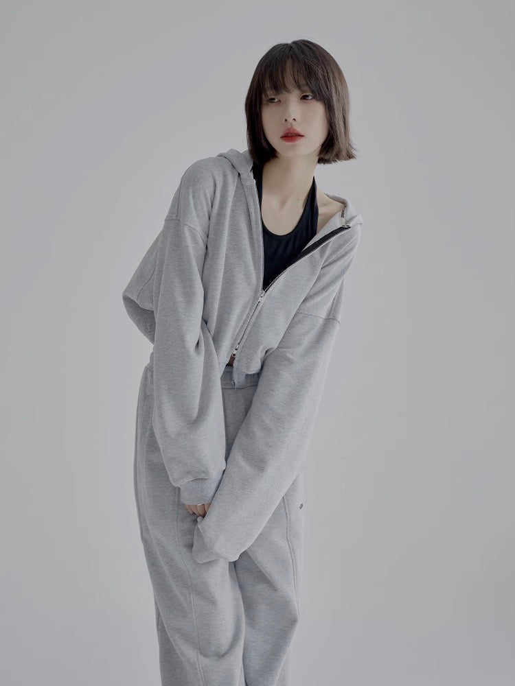 nu46 Simple design cropped hoodie
