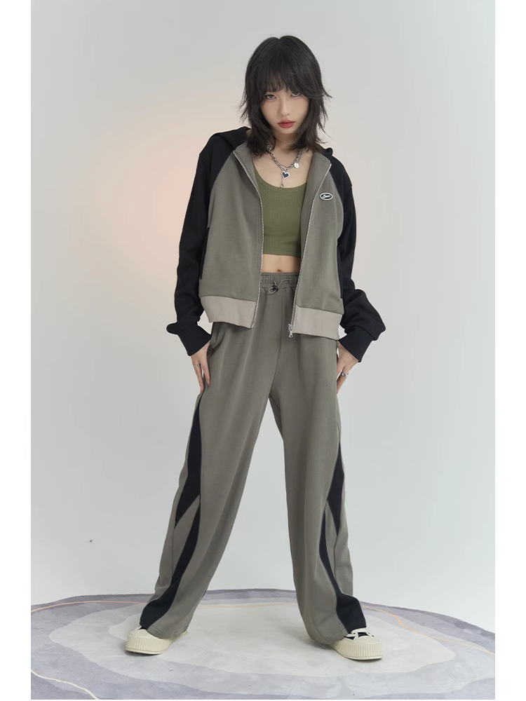 nu33 Contrast color sports hoodie