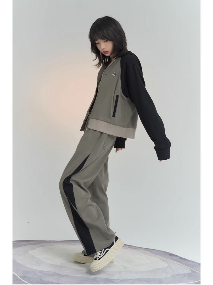 nu33 Contrast color sports hoodie