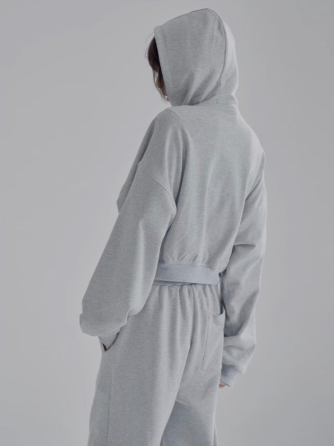 nu46 Simple design cropped hoodie