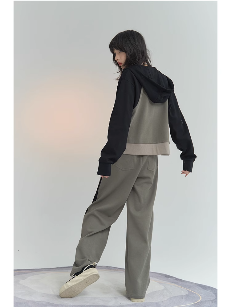 nu33 Contrast color sports hoodie