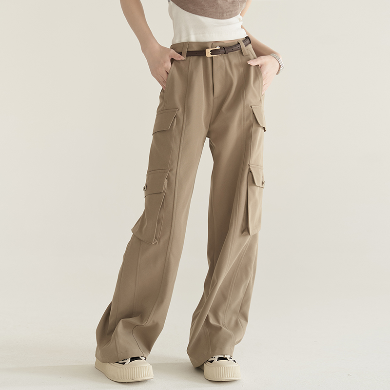 nu22 Solid colour straight work pants
