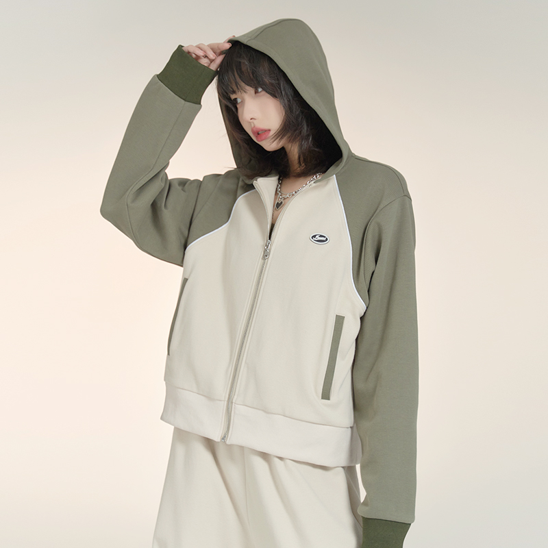 nu33 Contrast color sports hoodie