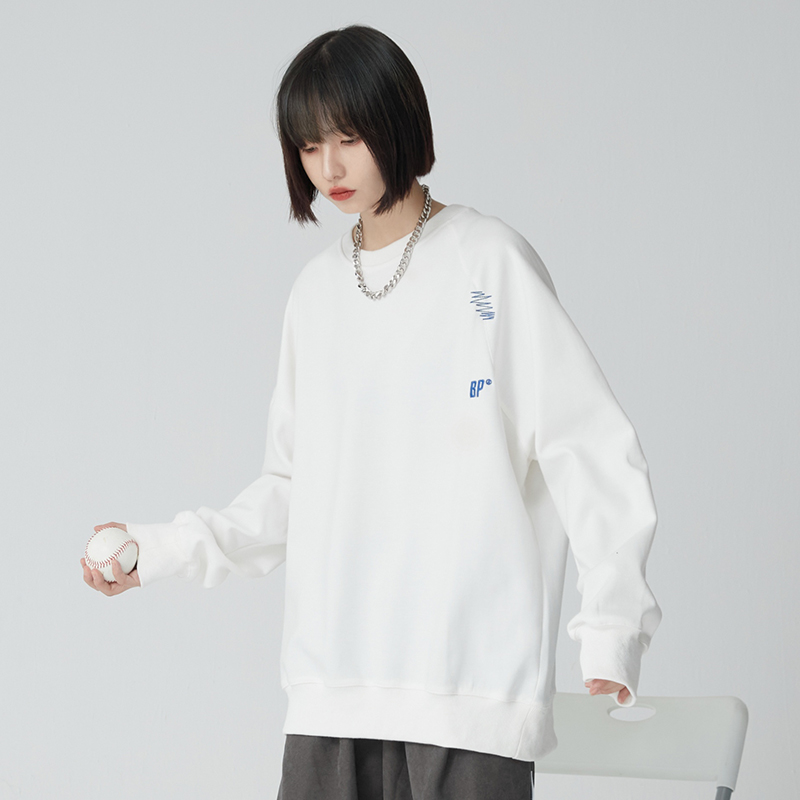 nu38 Solid color round neck sweatshirt