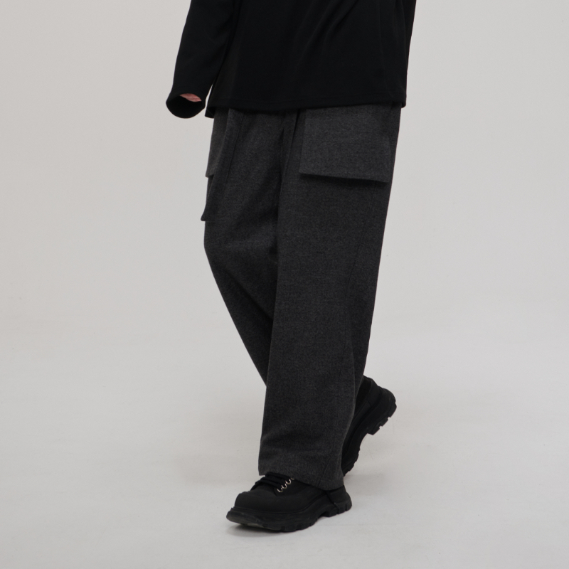 nu11 Unisex stretchy waist wool trousers