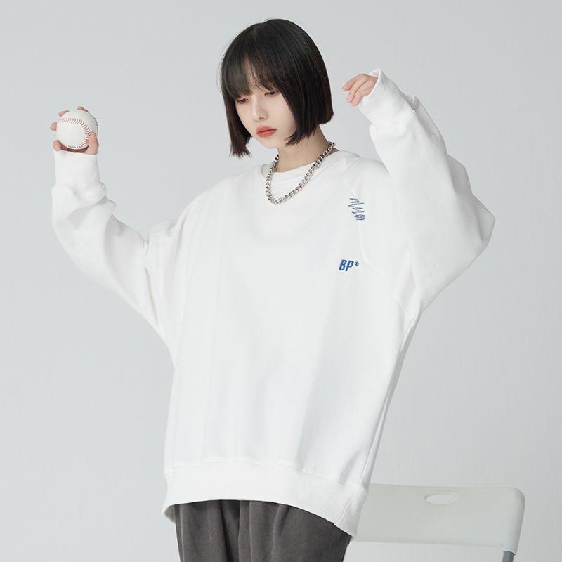 nu38 Solid color round neck sweatshirt
