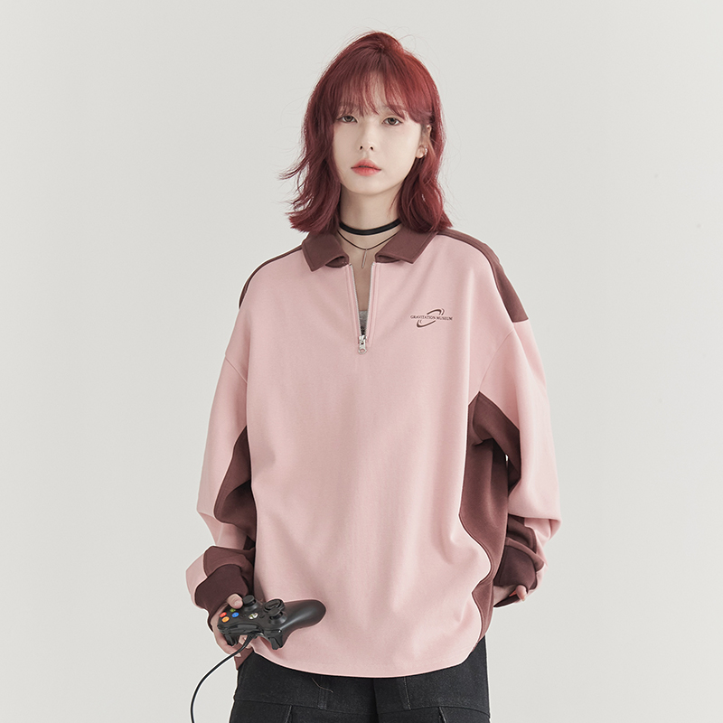 nu27 Half zip polo long-sleeved shirt