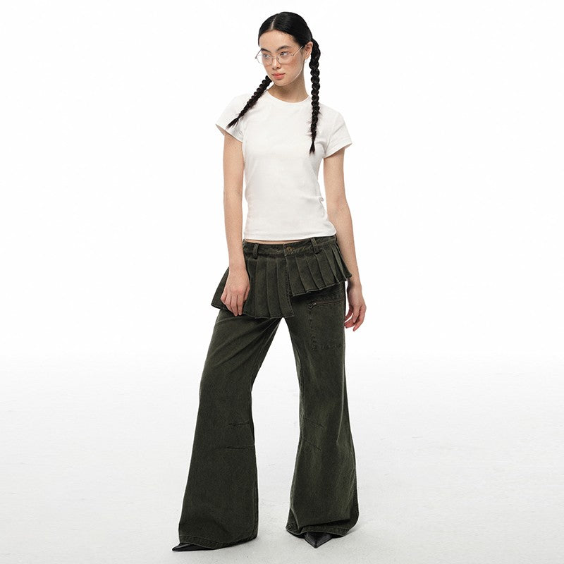 nu402 Graphite pleated wide-leg pants
