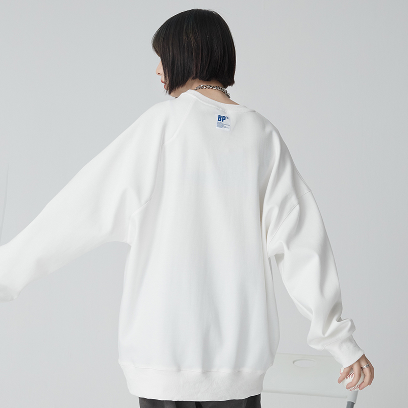 nu38 Solid color round neck sweatshirt