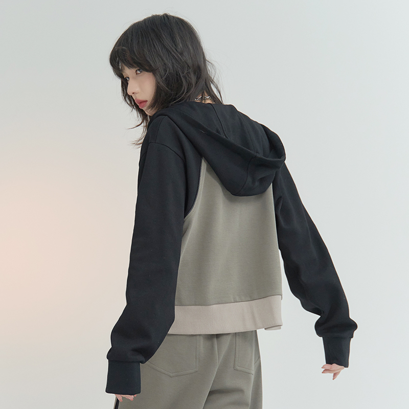 nu33 Contrast color sports hoodie