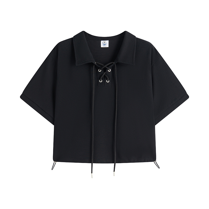 nu32 Lace-up POLO collar short sleeved T-shirt