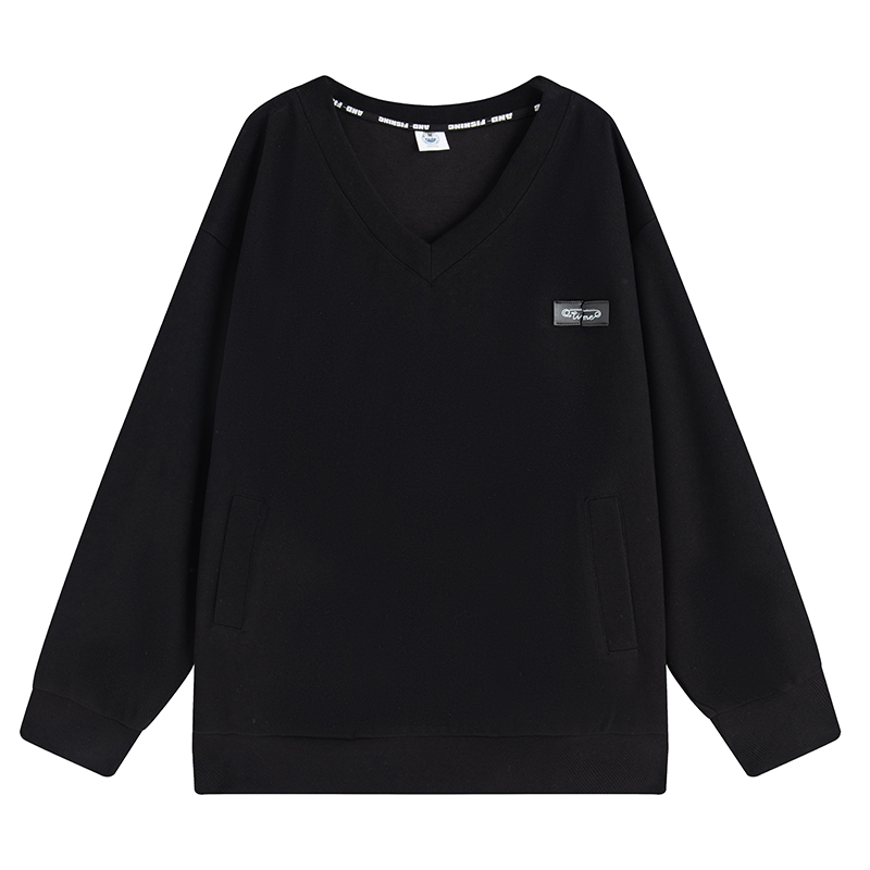 nu37 Large V-neck off-shoulder sweatshirt