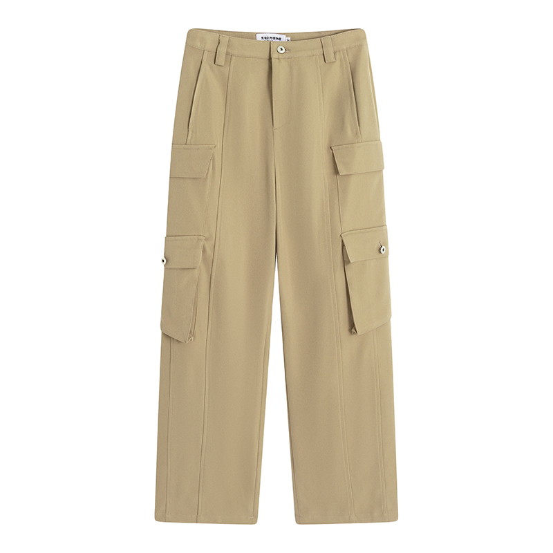 nu22 Solid colour straight work pants