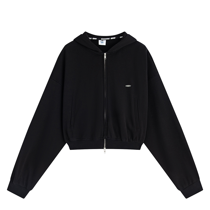nu46 Simple design cropped hoodie