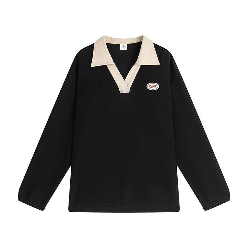 nu29 V-neck slit collar sweatshirt