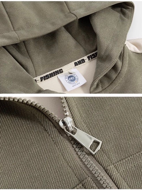 nu42 Contrast color cropped hoodie