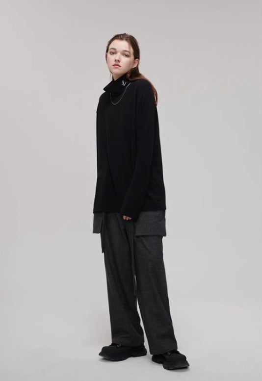 nu11 Unisex stretchy waist wool trousers