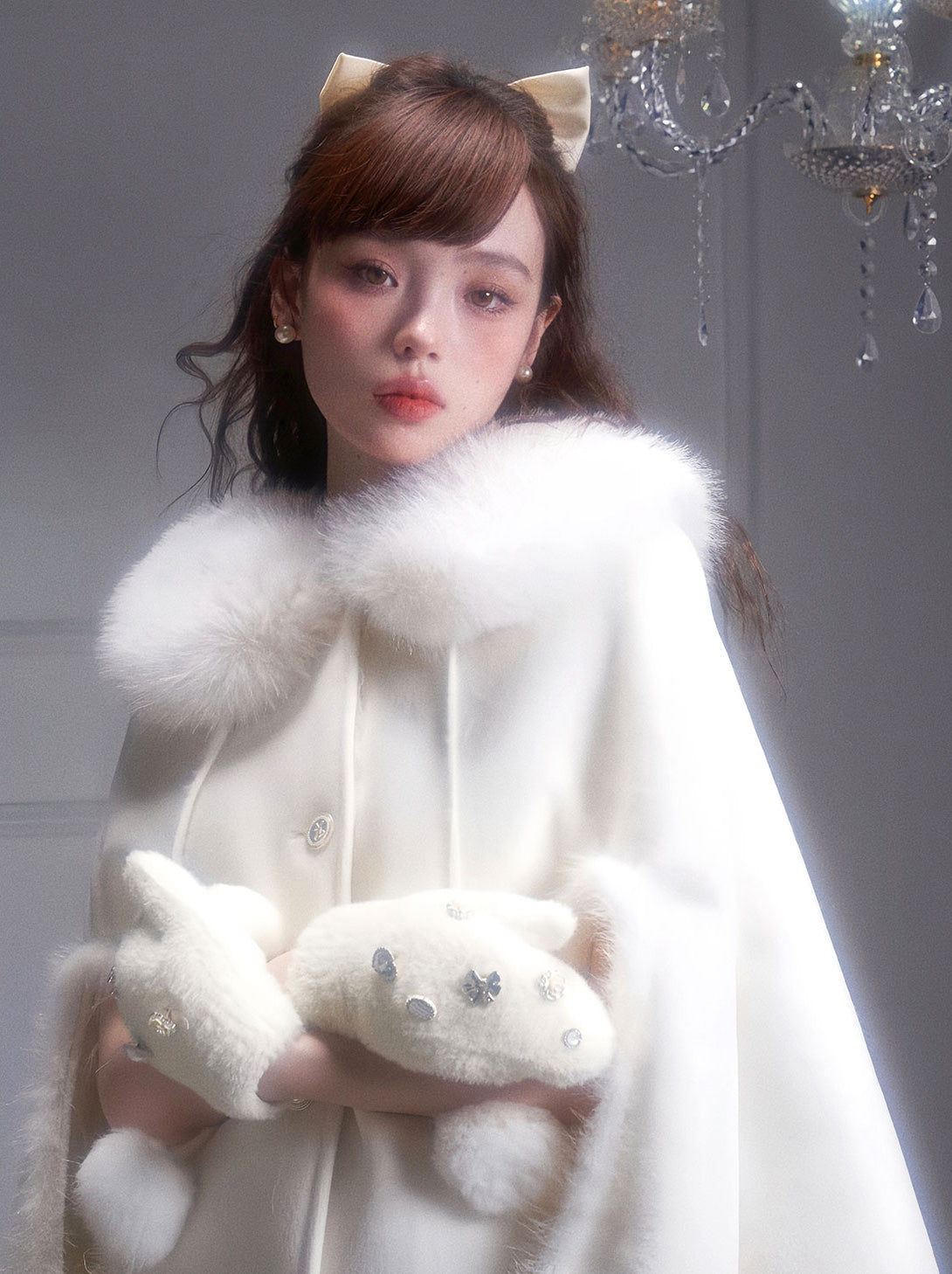 nu304 Eco-friendly fur shawl cape winter coat