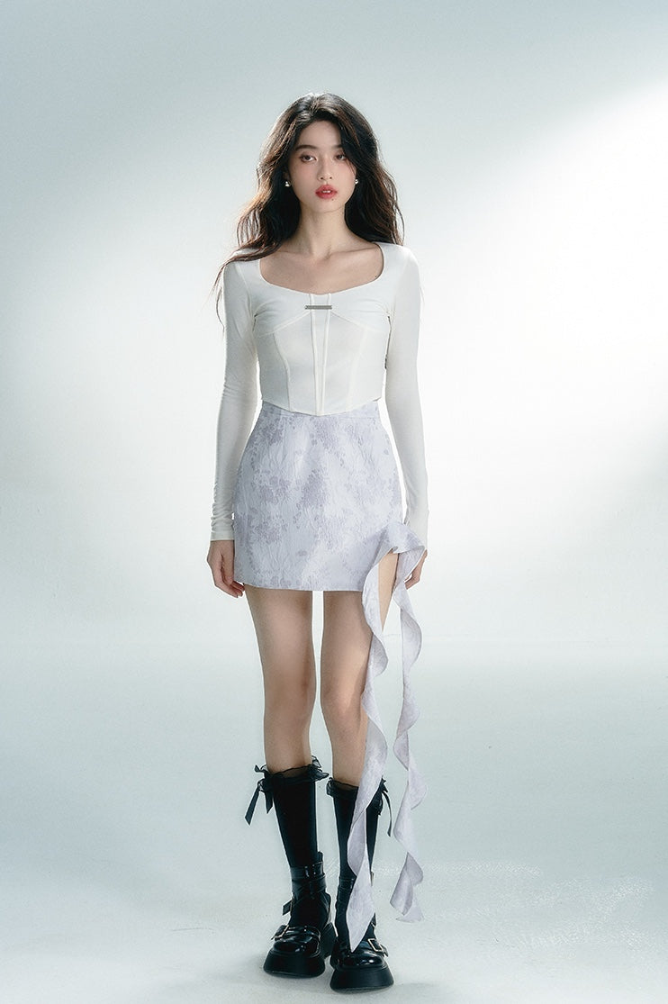 nu247 "Sheet Fat Jade" long-sleeved spliced bottoming shirt