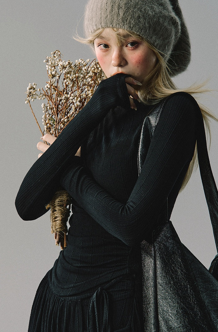 nu162 "Thorns and Dunes" slim-waisted knit + draped maxi skirt