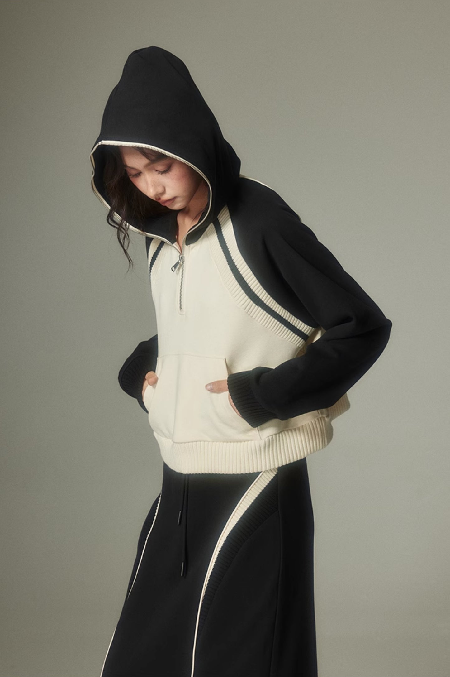 nu150 Bicolor sweatshirt + skirt two-piece set