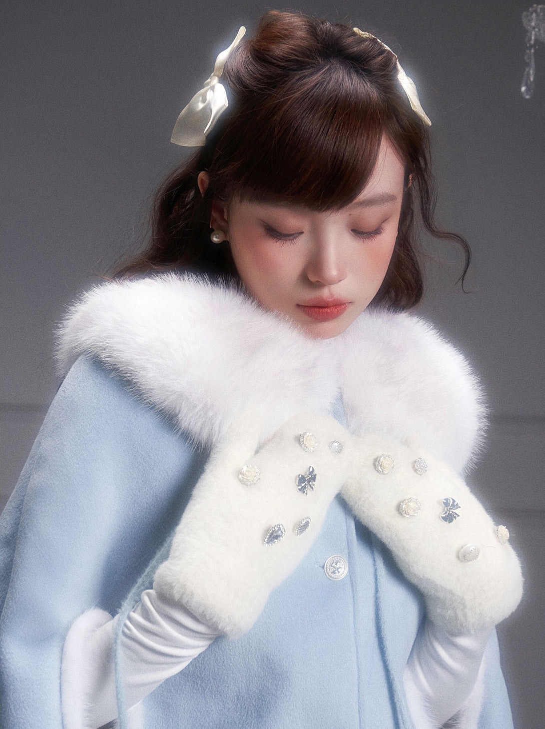 nu304 Eco-friendly fur shawl cape winter coat