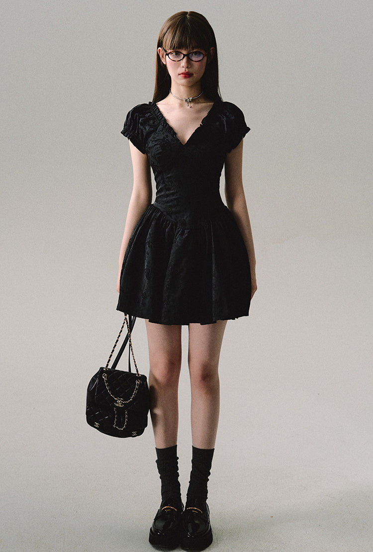 nu374 "Angel's Disadvantages" jacquard tea break dress