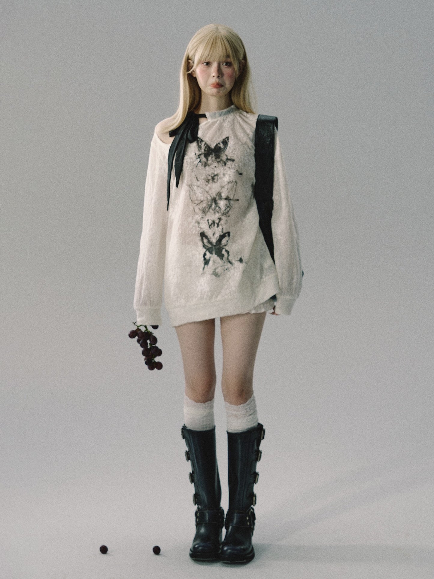 nu164 "Butterfly Sense" Retro Mesh Hollow Blouse