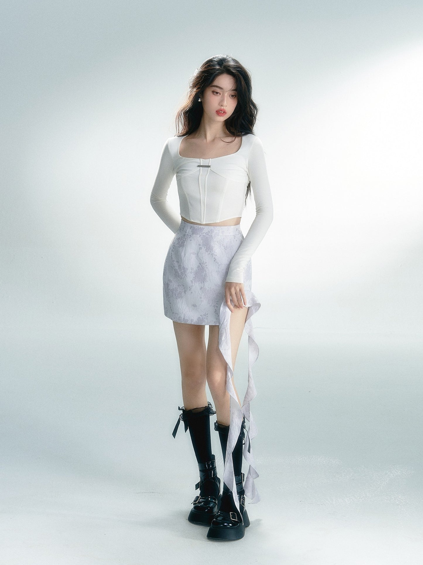 nu247 "Sheet Fat Jade" long-sleeved spliced bottoming shirt