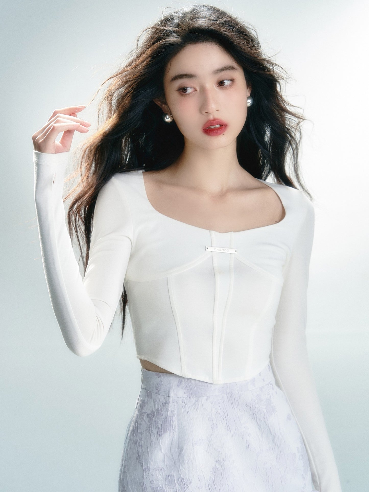 nu247 "Sheet Fat Jade" long-sleeved spliced bottoming shirt